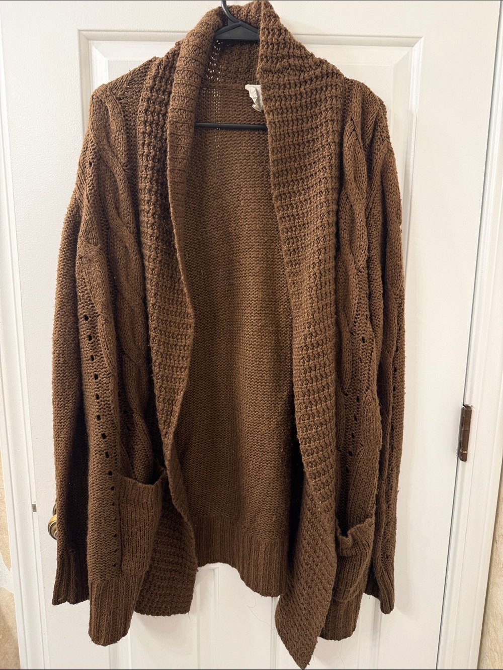 Hyped Unicorn Cozy Brown Chunky Open-Front Cardigan